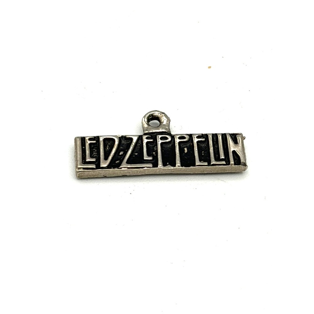 Led Zeppelin Logo Pendant Silver Tone Black Enamel Rock Band Music Jewelry